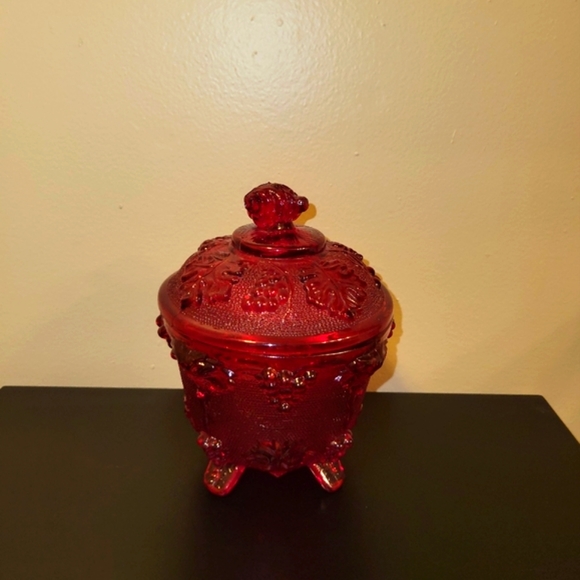 Art Vintage Ruby Red Candy Dish Glass Poshmark